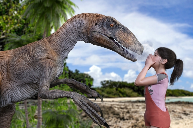 恐竜と人間の女の子